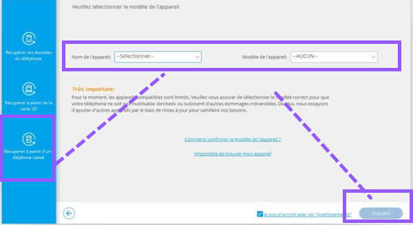 choisir le modèle de votre Samsung