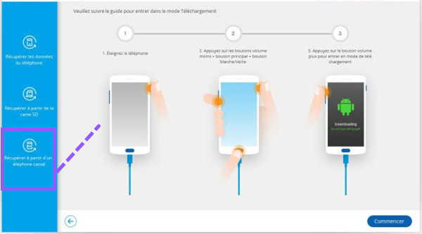 entrer le mode de téléchargement