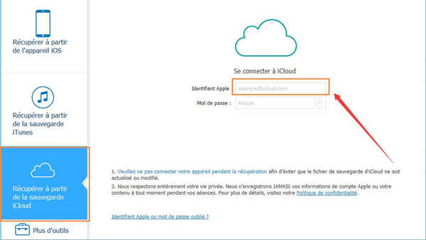 vous vous connectez icloud