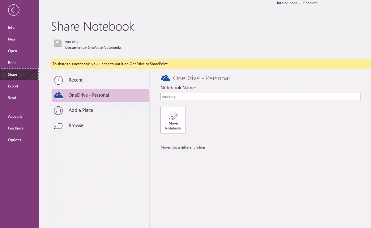 sync onenote avec onedrive