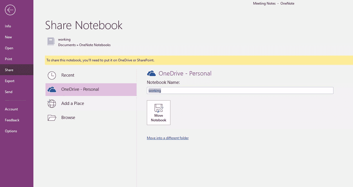 Synchroniser OneNote sur OneDrive