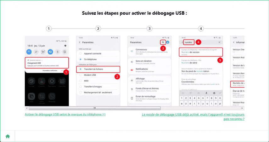 activer usb débogage