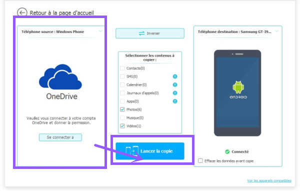 entrer le compte de onedrive